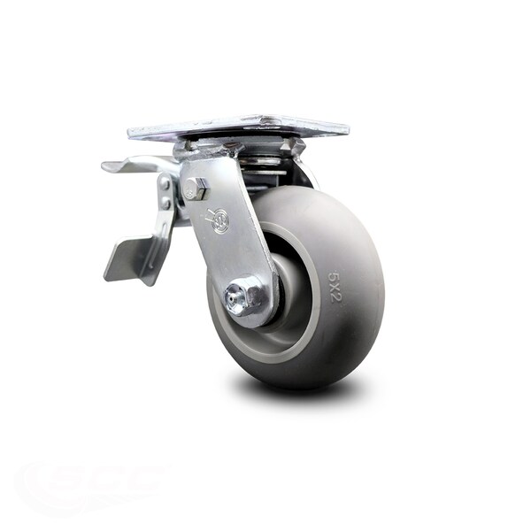 Service Caster 5 Inch Thermoplastic Rubber Swivel Caster with Ball Bearing and Total Lock Brake SCC-TTL30S520-TPRBD - main